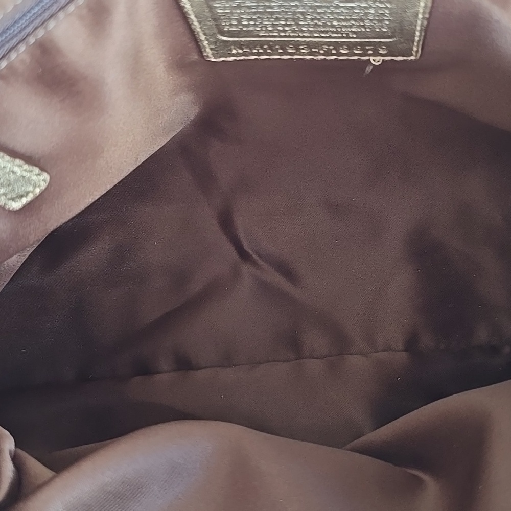 Coach Metallic Gold Signature Kiss Lock Tote Bag+Large Gold Glitter Coach Tag. - Picture 9 of 13